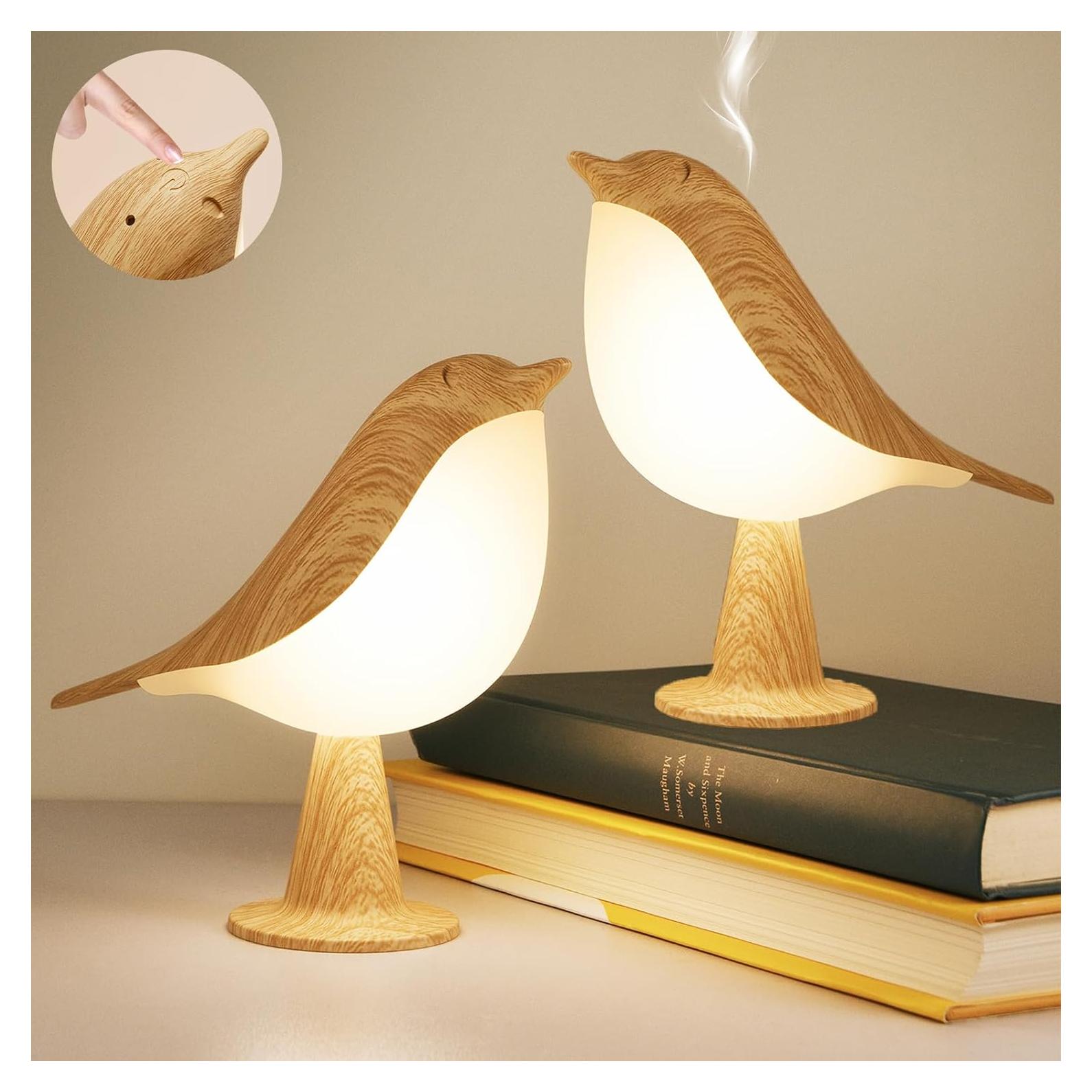 Combo 2 Lámparas de Mesa Deogos Tono Madera Recargables