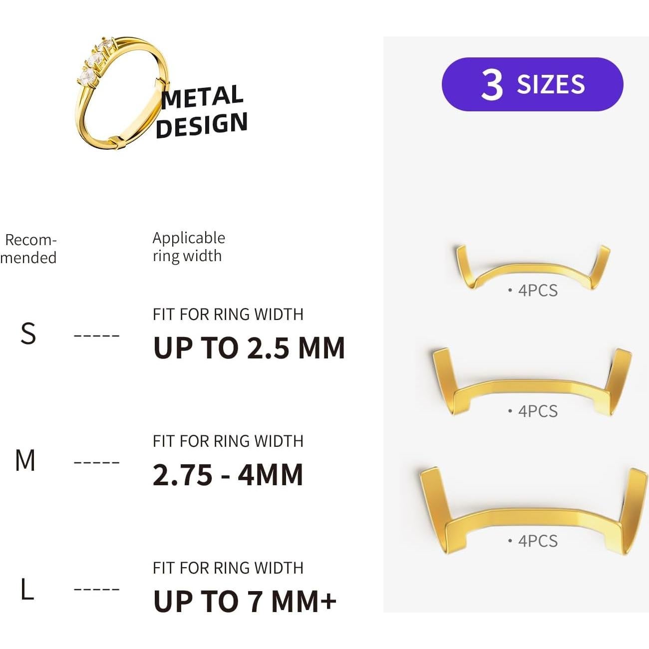 Conjunto de 12 Protectores de Anillo de Metal ELETIUO - 3 Tamaños