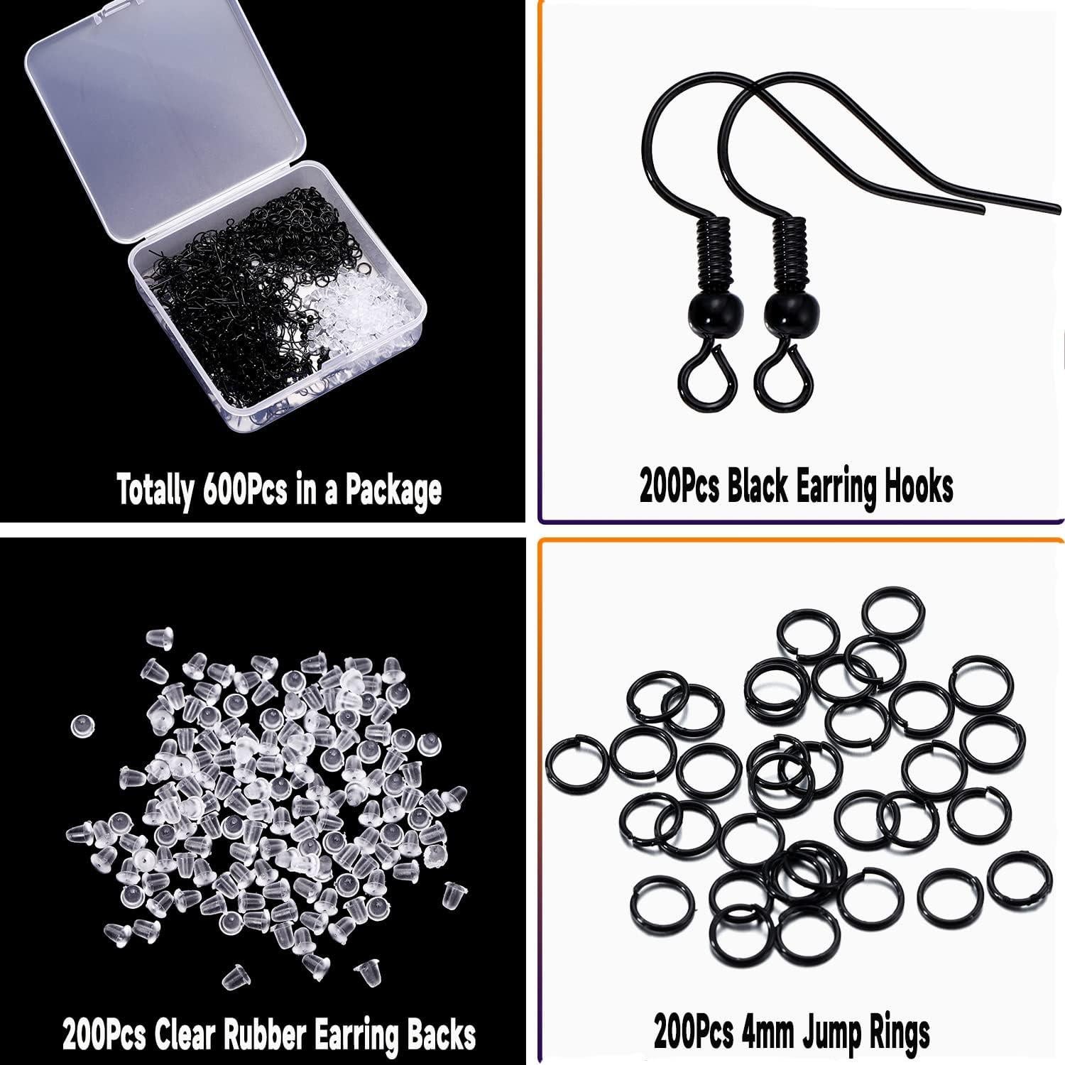 Kit de 600 Ganchos de Aretes Hipoalergénicos St.Kunkka Negro