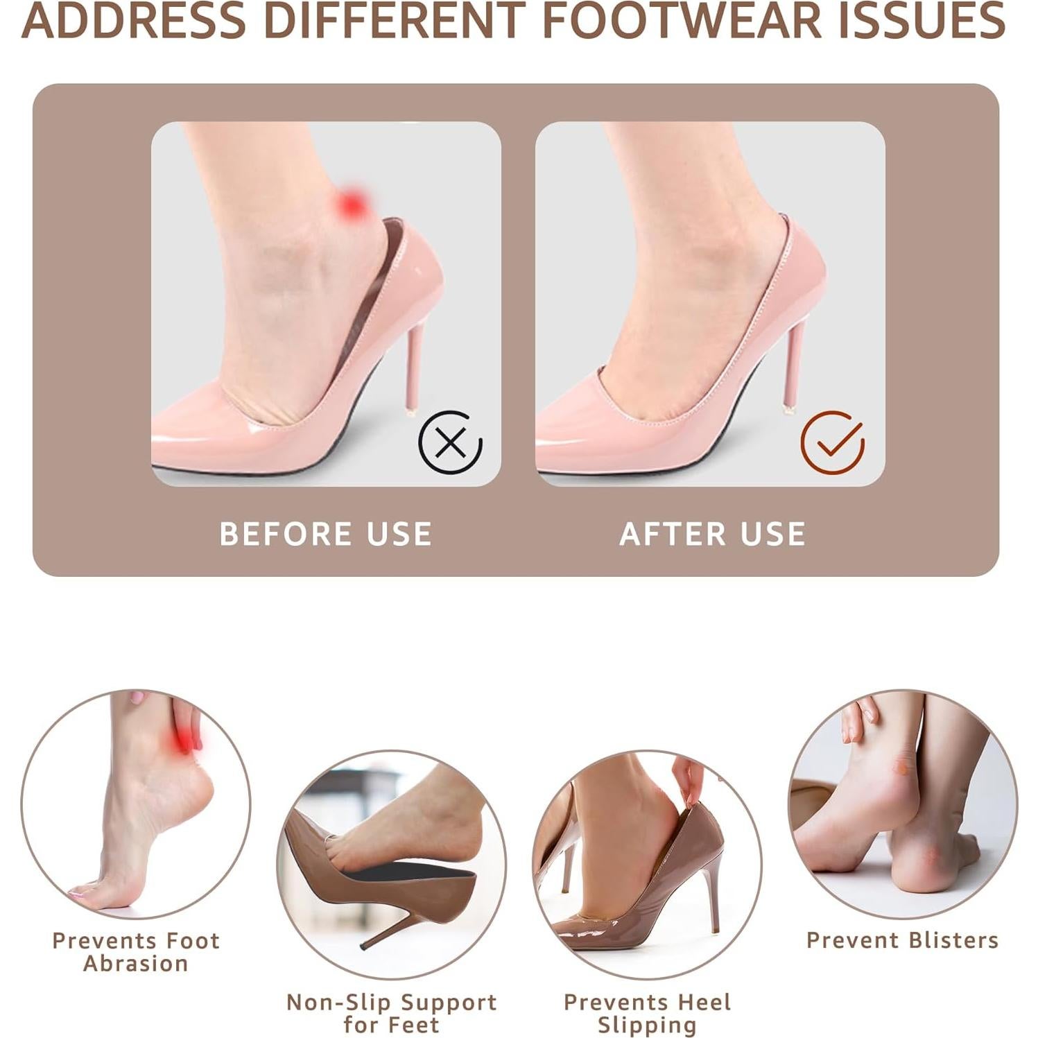 Almohadillas de Gel para Talón HiRui - 4 Pares, Alivio Dolor