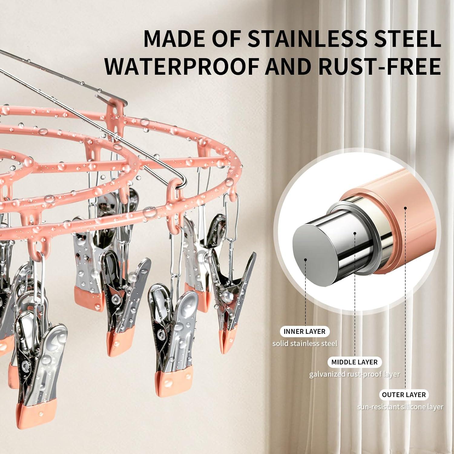 Soporte para Secar Calcetines PHYDELU 24 Clips Acero Inoxidable