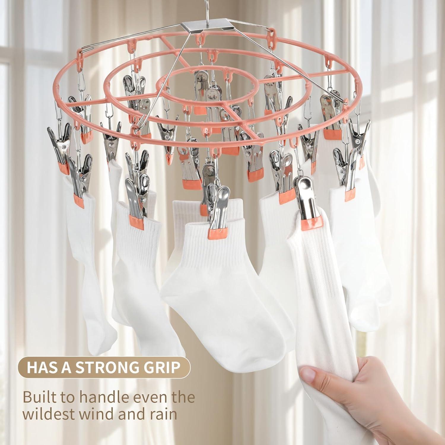 Soporte para Secar Calcetines PHYDELU 24 Clips Acero Inoxidable