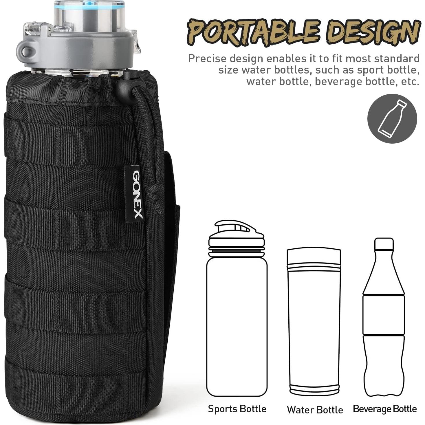 Funda Táctica MOLLE para Botella de Agua Gonex Negra