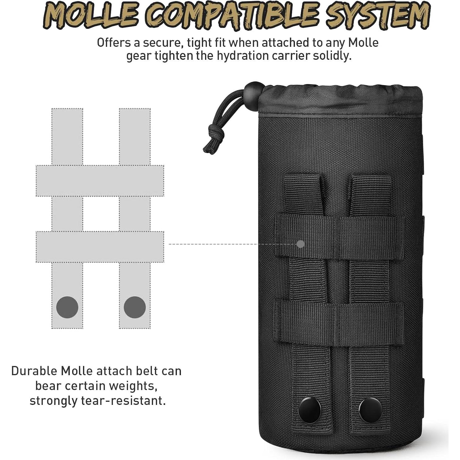 Funda Táctica MOLLE para Botella de Agua Gonex Negra