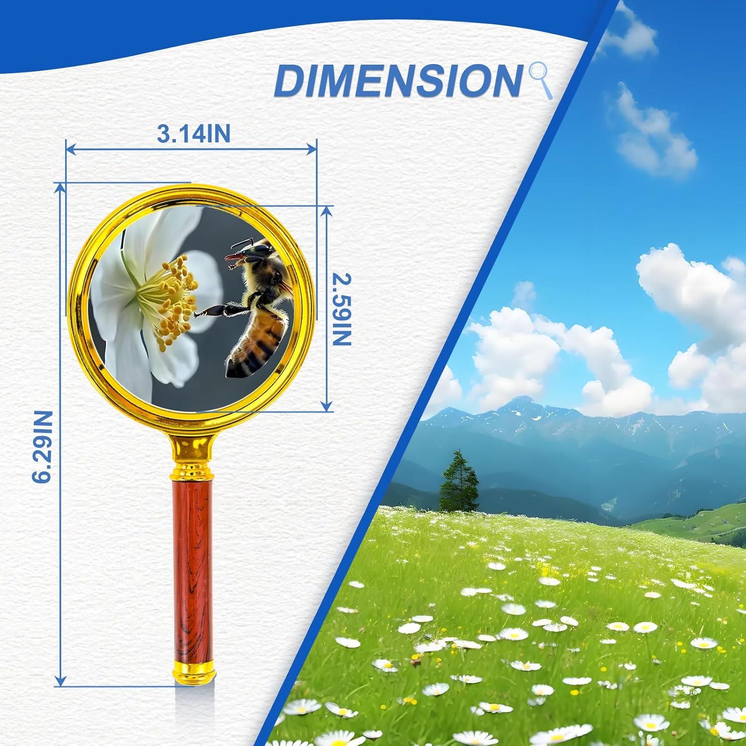 Lupa de Mano 10x Suaika Dorada 80mm para Lectura y Ciencia