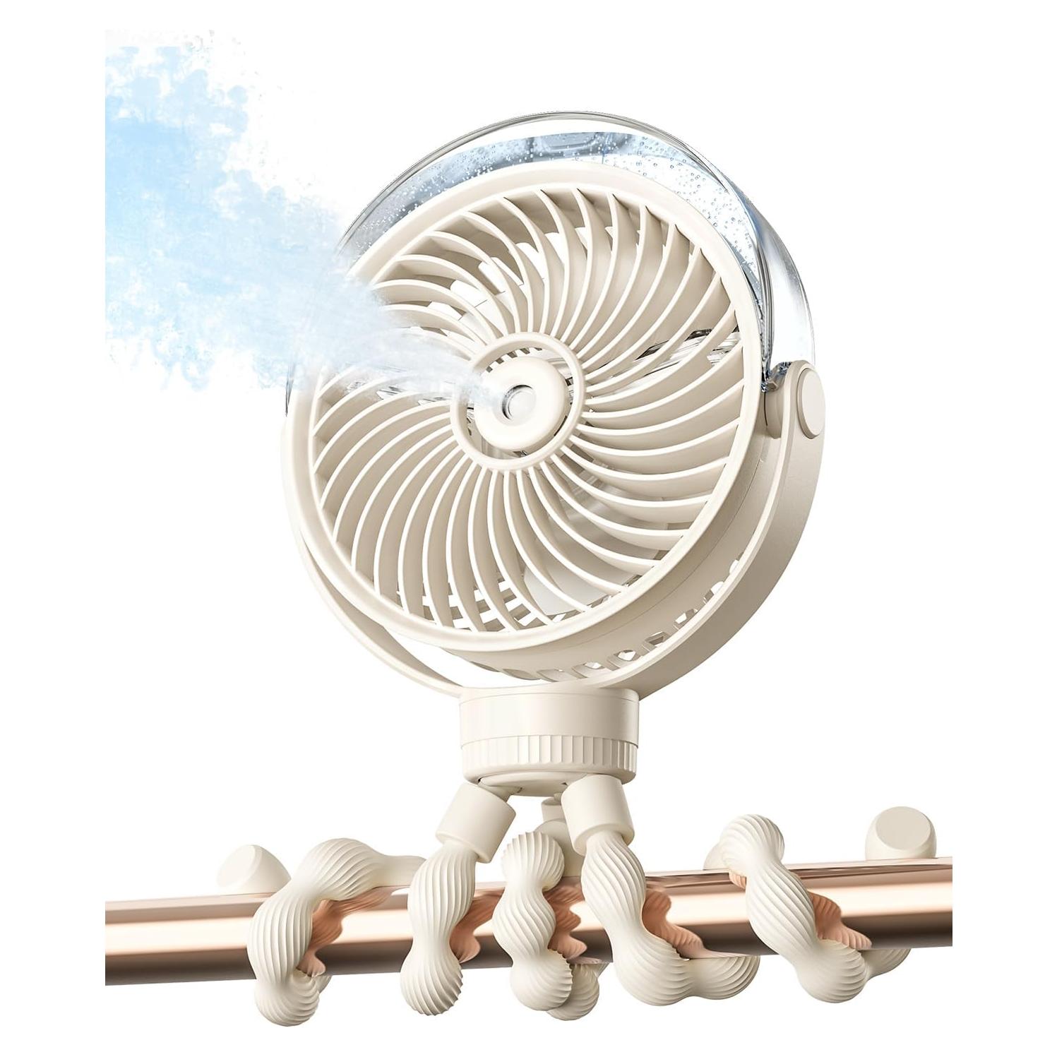 Ventilador Portátil SWEETFULL con Rocío para Bebés - 4 Velocidades, Recargable, Silencioso, Beige