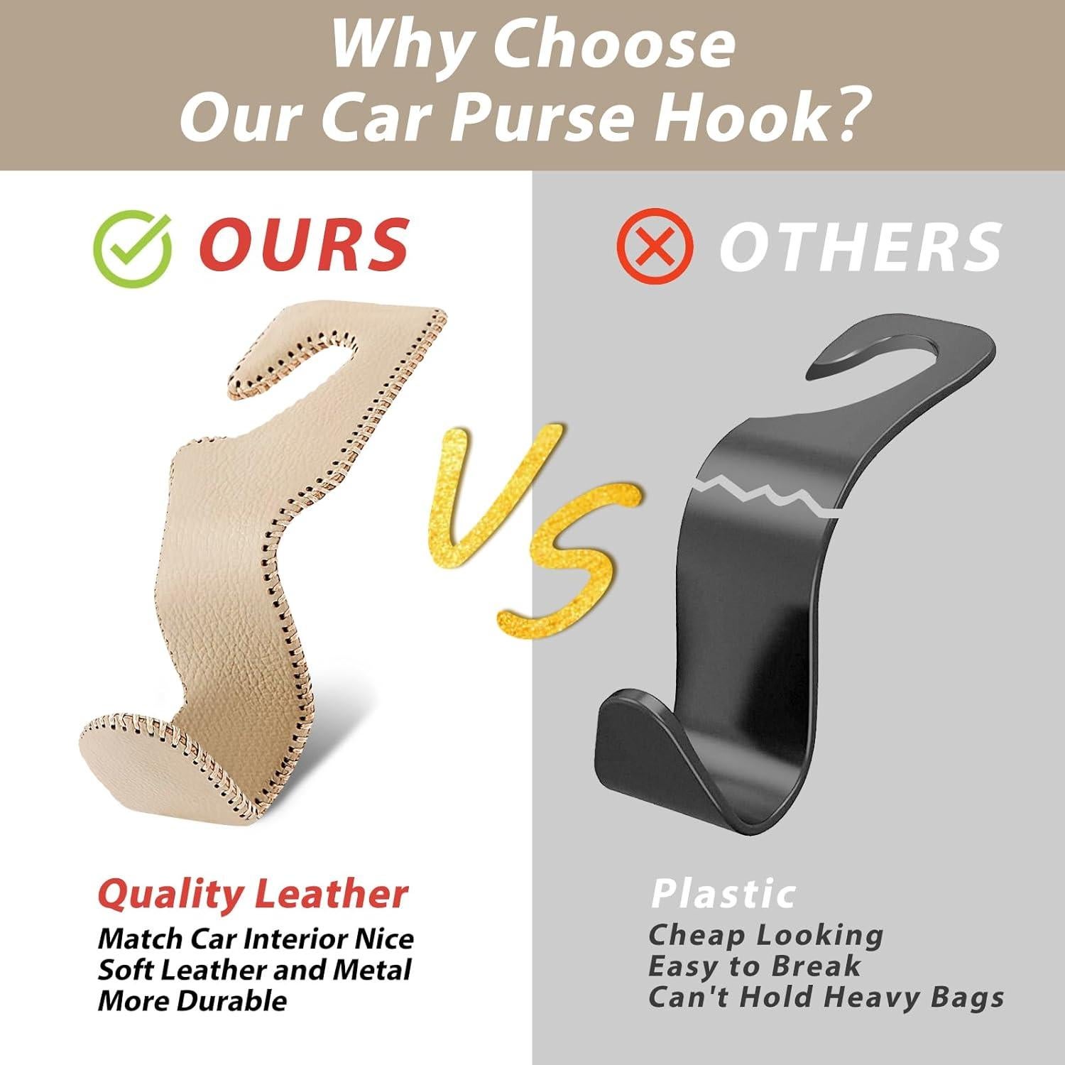 Gancho para bolso de coche Etre Jeune 2 paquetes beige