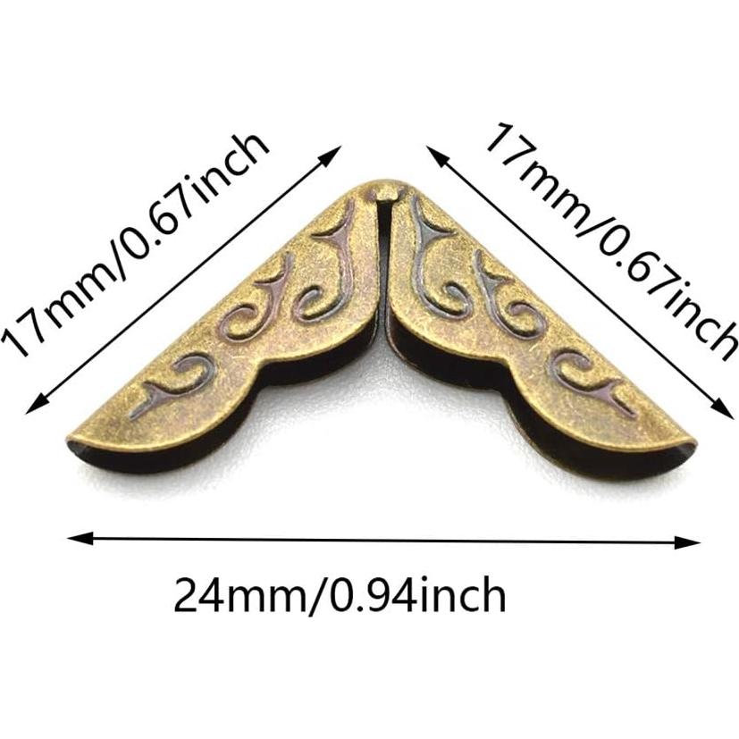 SDTC Tech 20-Pack Metal Book Corner Protector 2mm Inner Height Book Corner Edge Cover for Scrapbook Photo Album Menu Folder