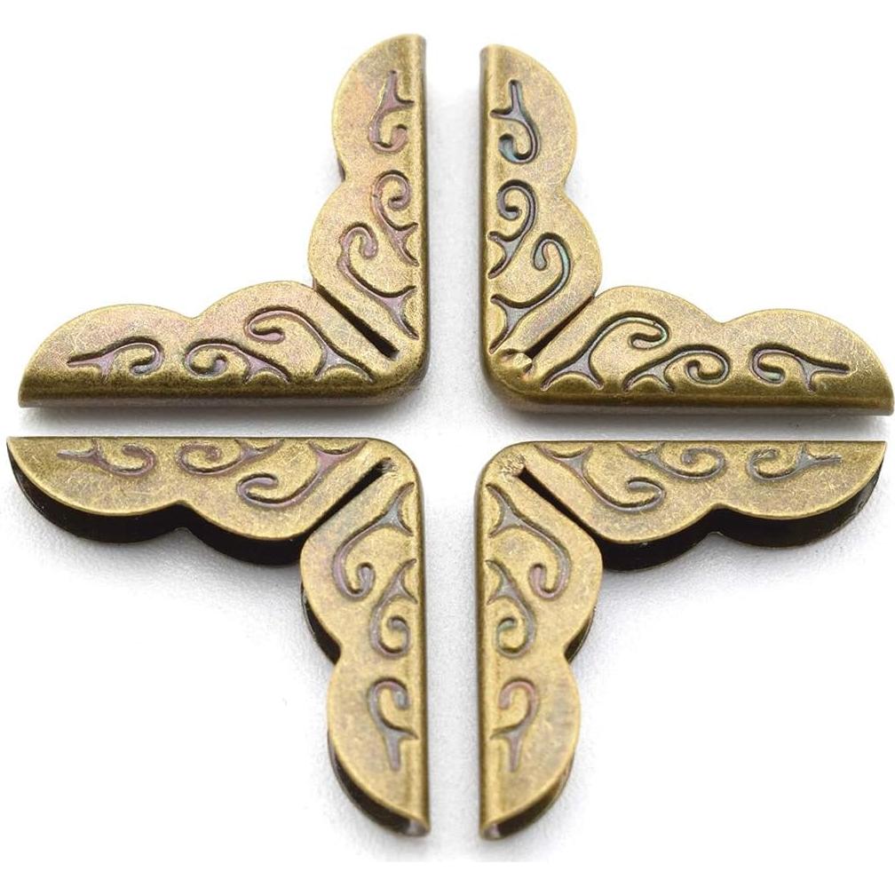 SDTC Tech 20-Pack Metal Book Corner Protector 2mm Inner Height Book Corner Edge Cover for Scrapbook Photo Album Menu Folder