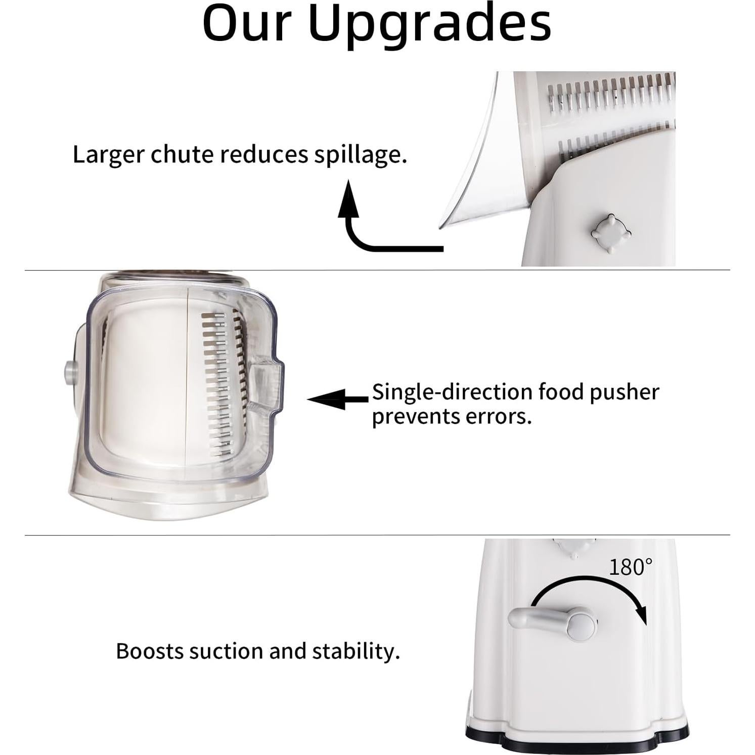 Rallador Rotatorio 5 en 1 ChinKc - Acero Inoxidable, Blanco