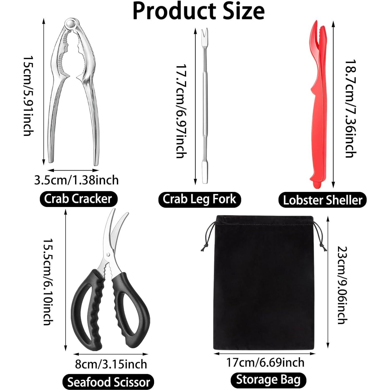 Juego de Herramientas para Mariscos 9 Piezas Acero Inoxidable