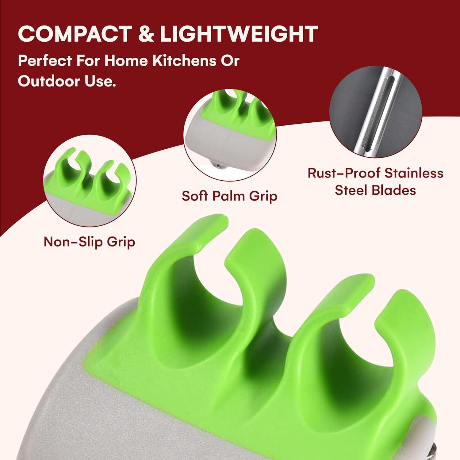 Kitchtic Fruit and Vegetable Peeler - Set of 3 Finger Palm Peelers for Kitchen - Silicone Veggie Peeler with Comfortable Rubber Finger Grip - Easy Peeling for Potatoes, Carrots, and More - Green