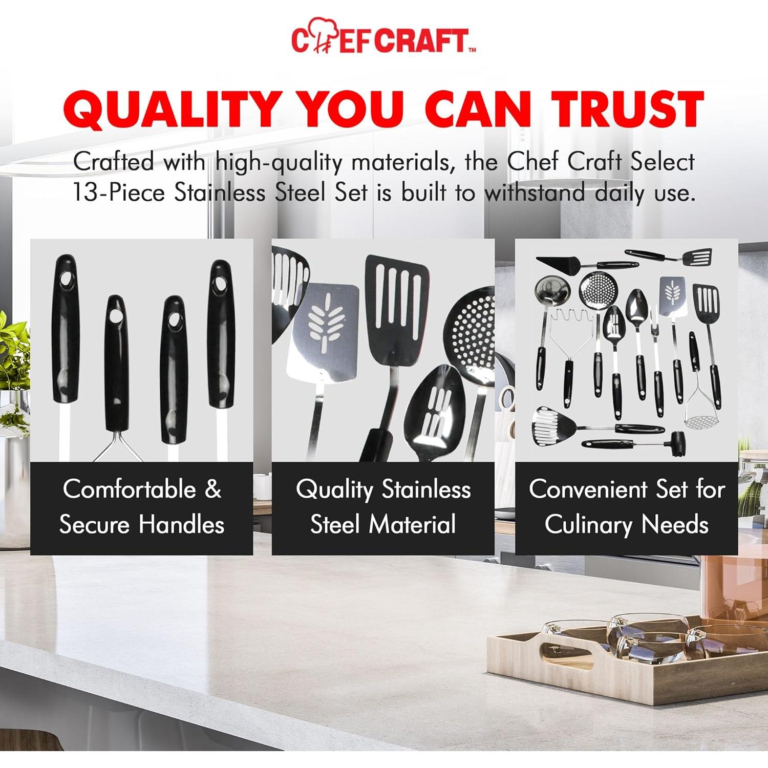 Juego de Utensilios de Cocina 13 Piezas Chef Craft Acero Inoxidable