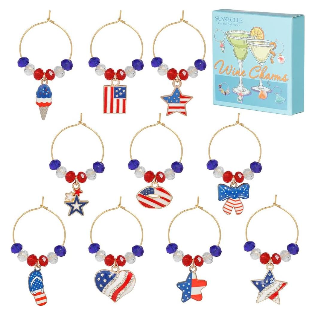 Identificadores de Copas de Vino SUNNYCLUE 10 Pcs con Caja