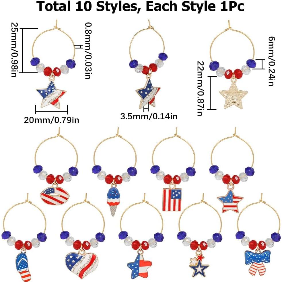 Identificadores de Copas de Vino SUNNYCLUE 10 Pcs con Caja