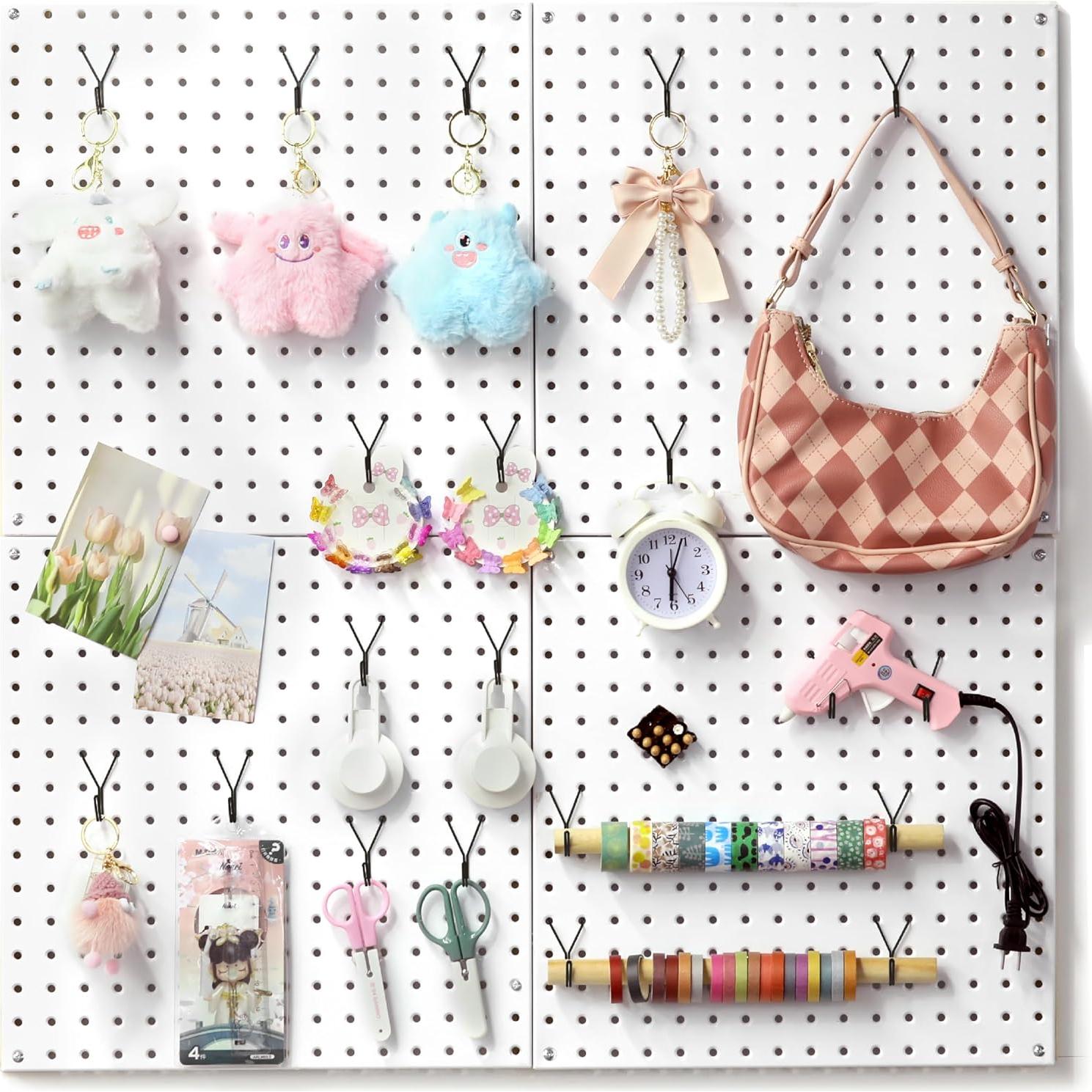 Ganchos en L HUHOLE para Tablero de Clavos 40 Piezas Negros