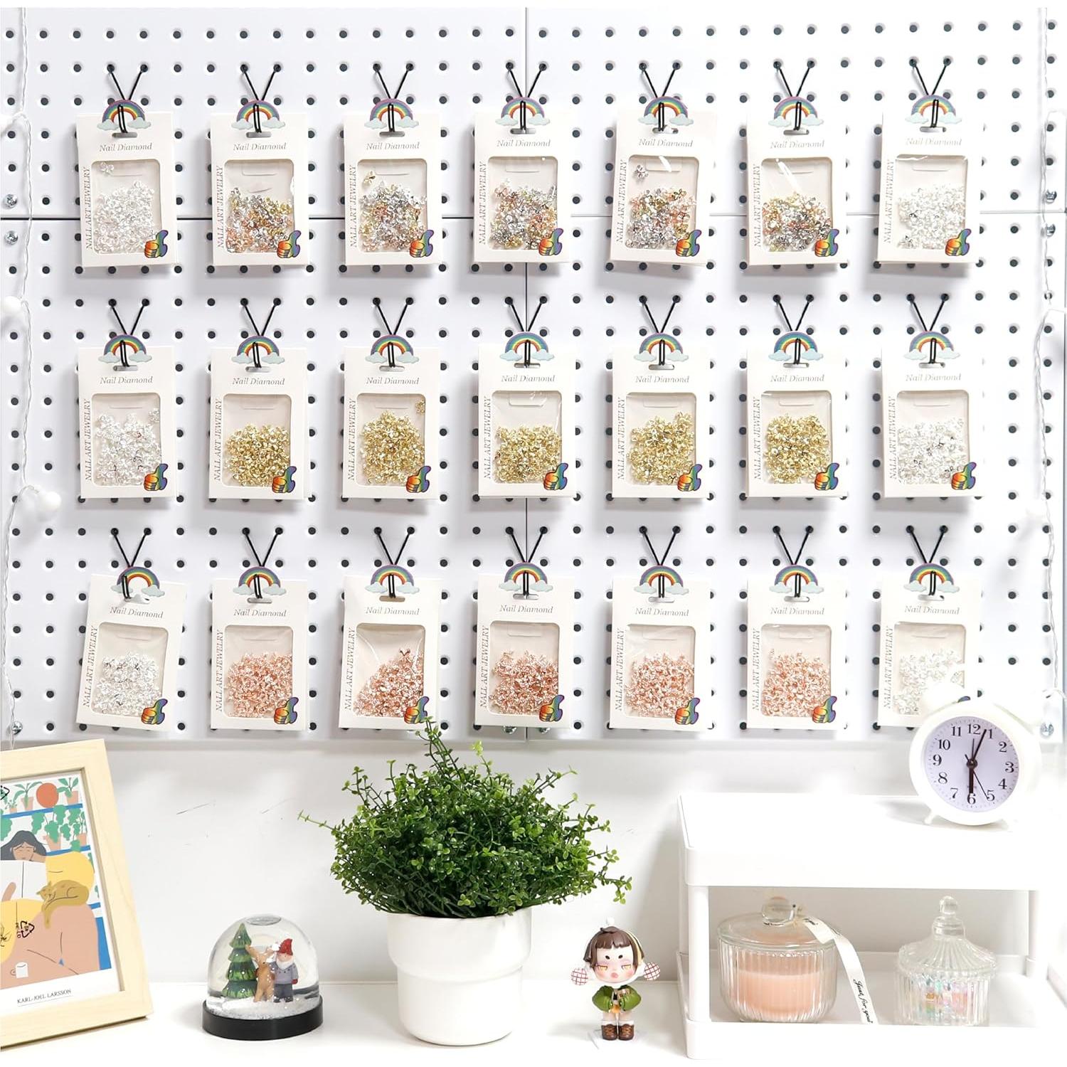 Ganchos en L HUHOLE para Tablero de Clavos 40 Piezas Negros