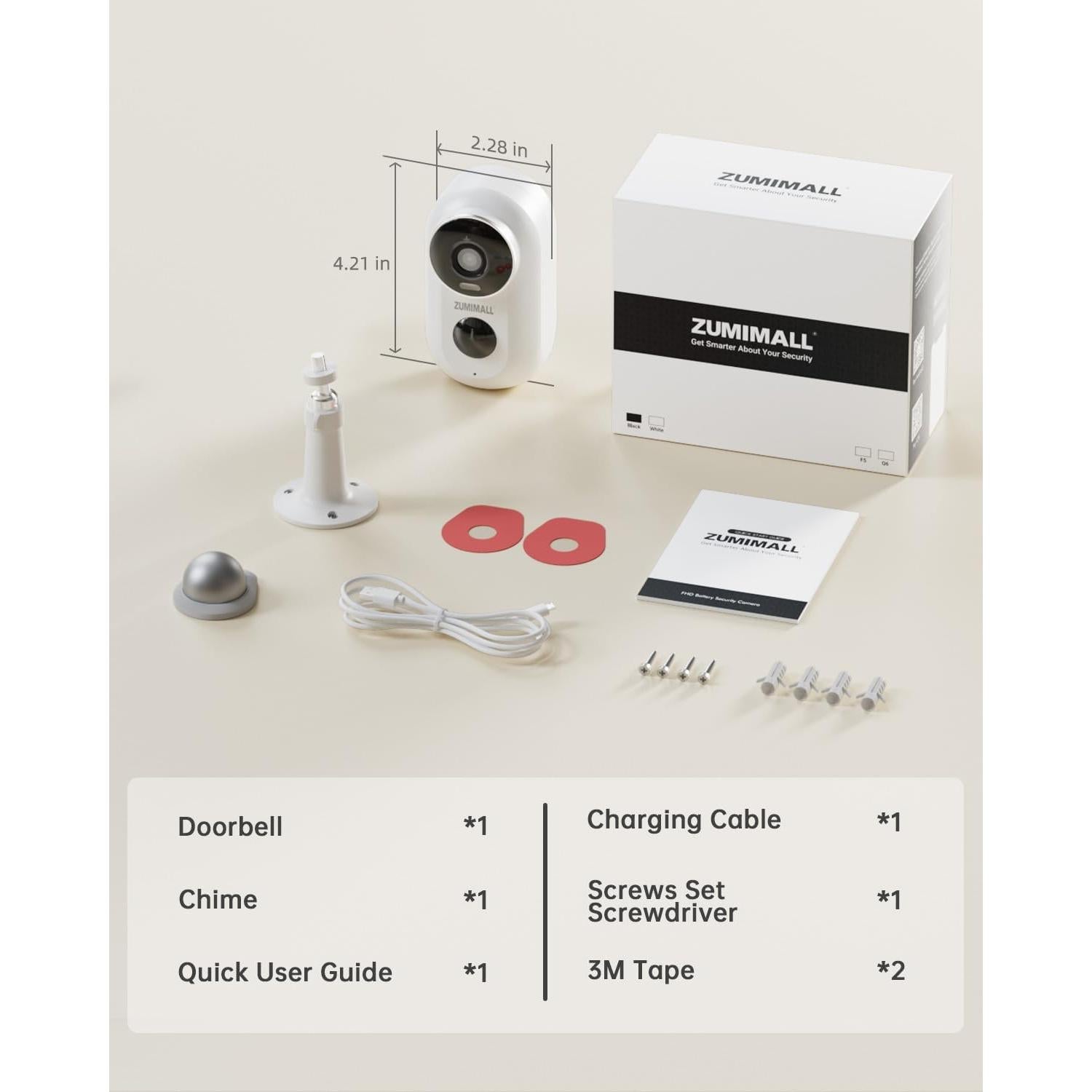 Cámara de Seguridad Inalámbrica ZUMIMALL 2K Exterior IP66