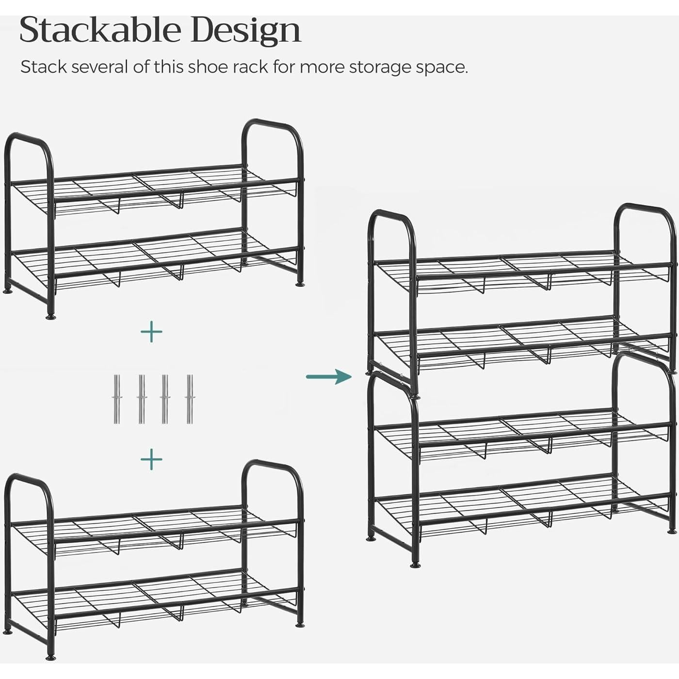 Estante para Zapatos SONGMICS 2 Niveles Ajustable Negro