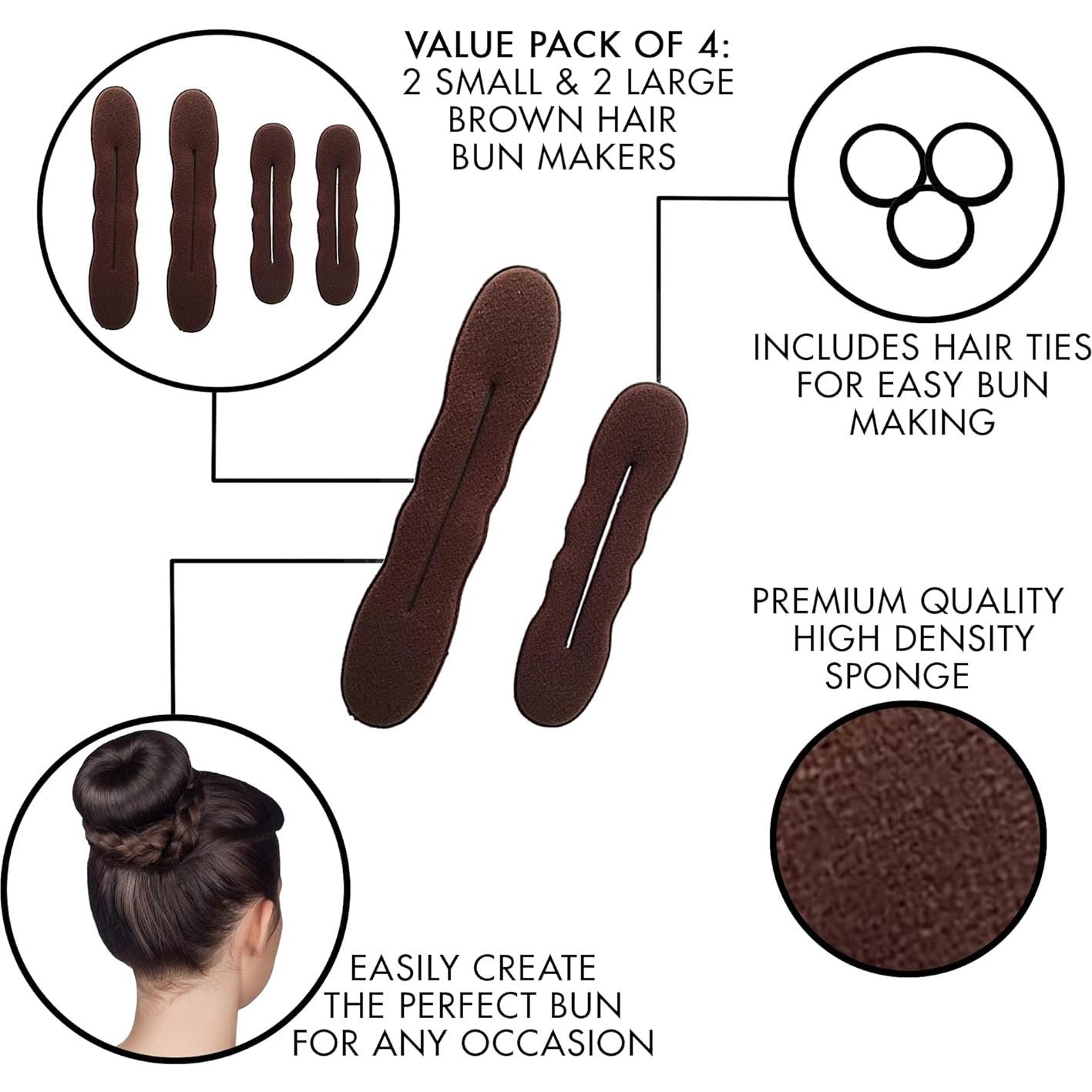 Moldeador de Moño de Espuma Styla Hair - 2 Grandes y 2 Pequeños