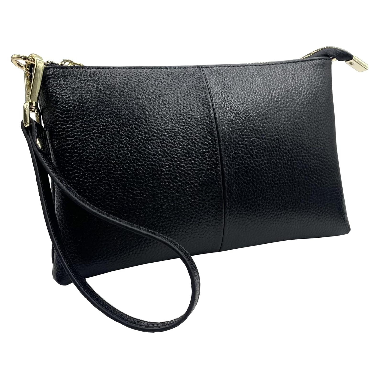 Cartera de muñeca de cuero Beurlike para mujeres - Negro