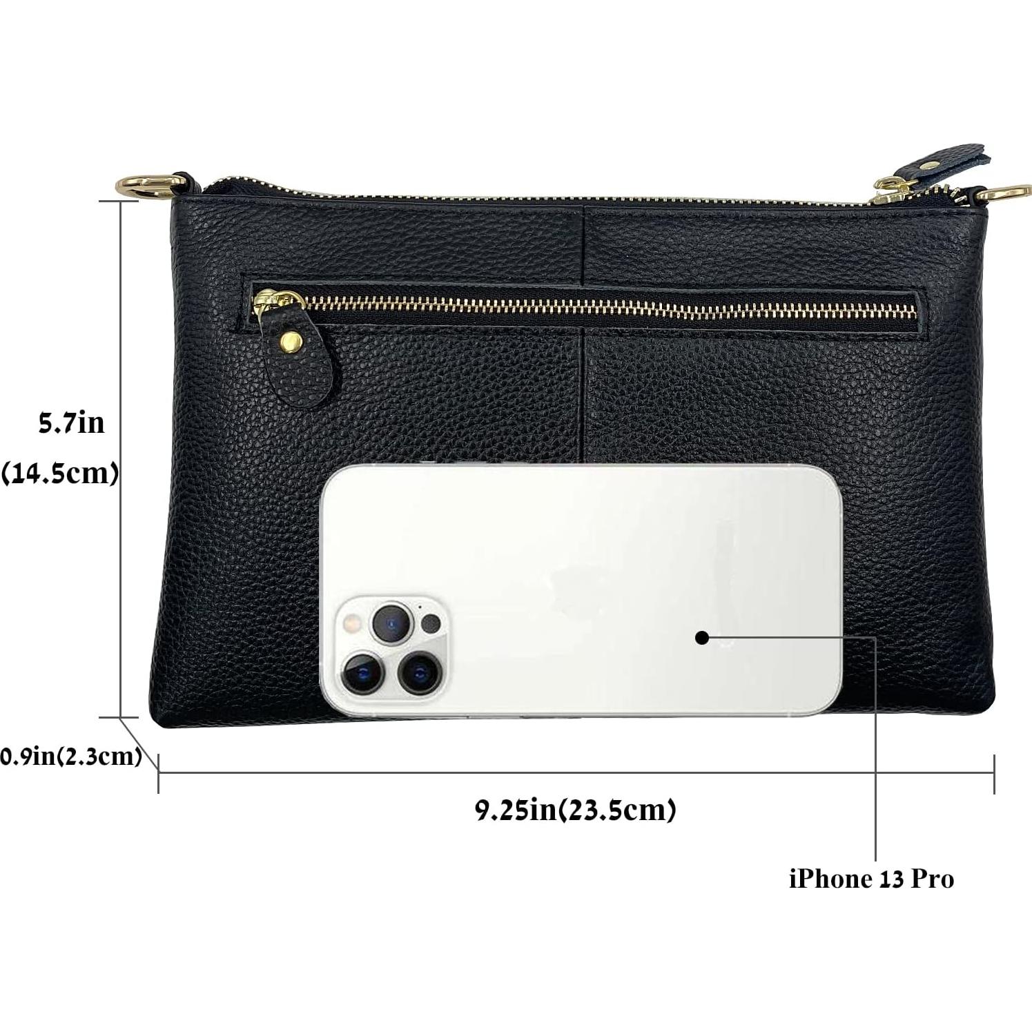 Cartera de muñeca de cuero Beurlike para mujeres - Negro