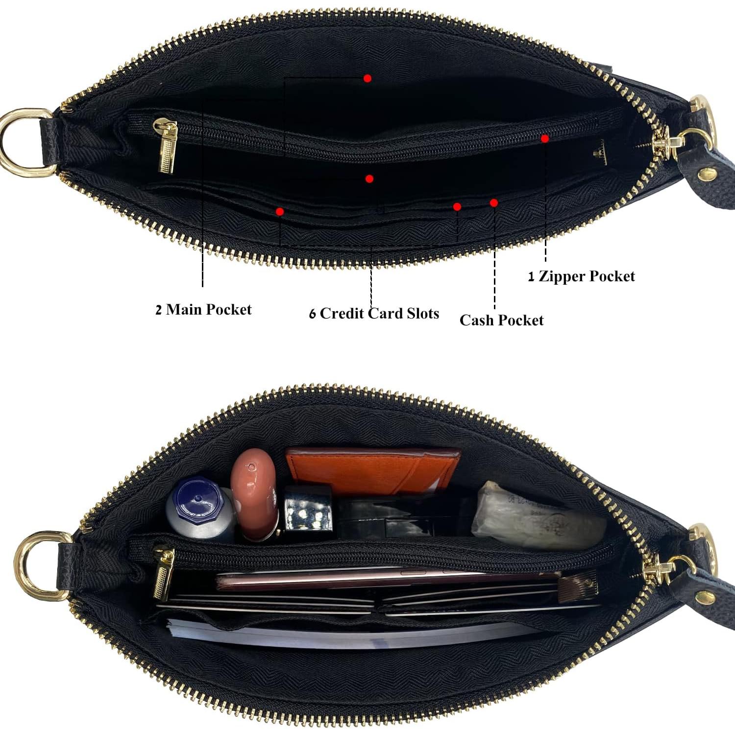 Cartera de muñeca de cuero Beurlike para mujeres - Negro