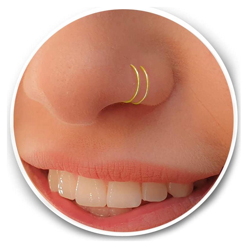 Anillo de Nariz Falso Doble Oro 14k - 20G Espiral 7mm