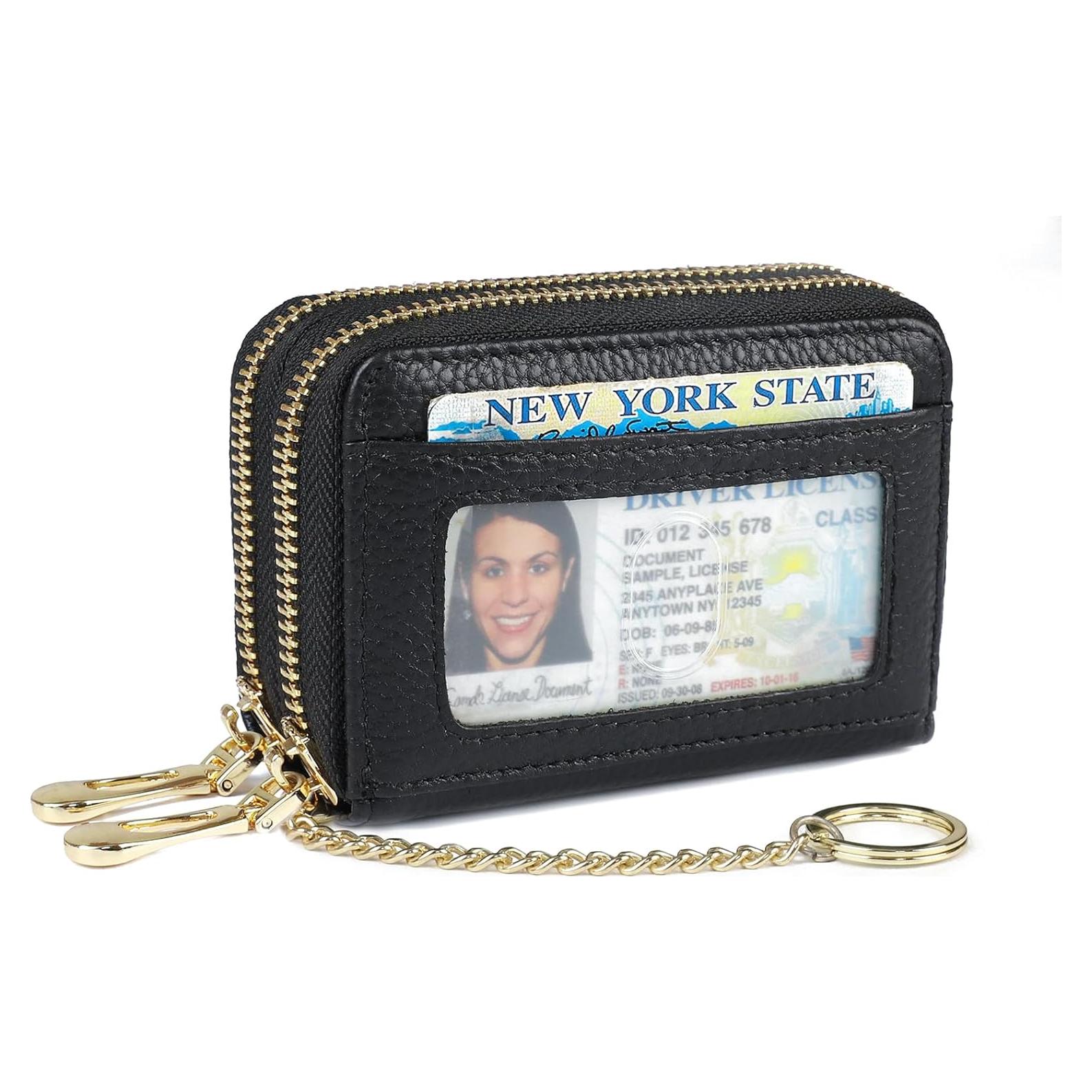 Cartera de Tarjetas RFID imeetu de Cuero Genuino - Negro