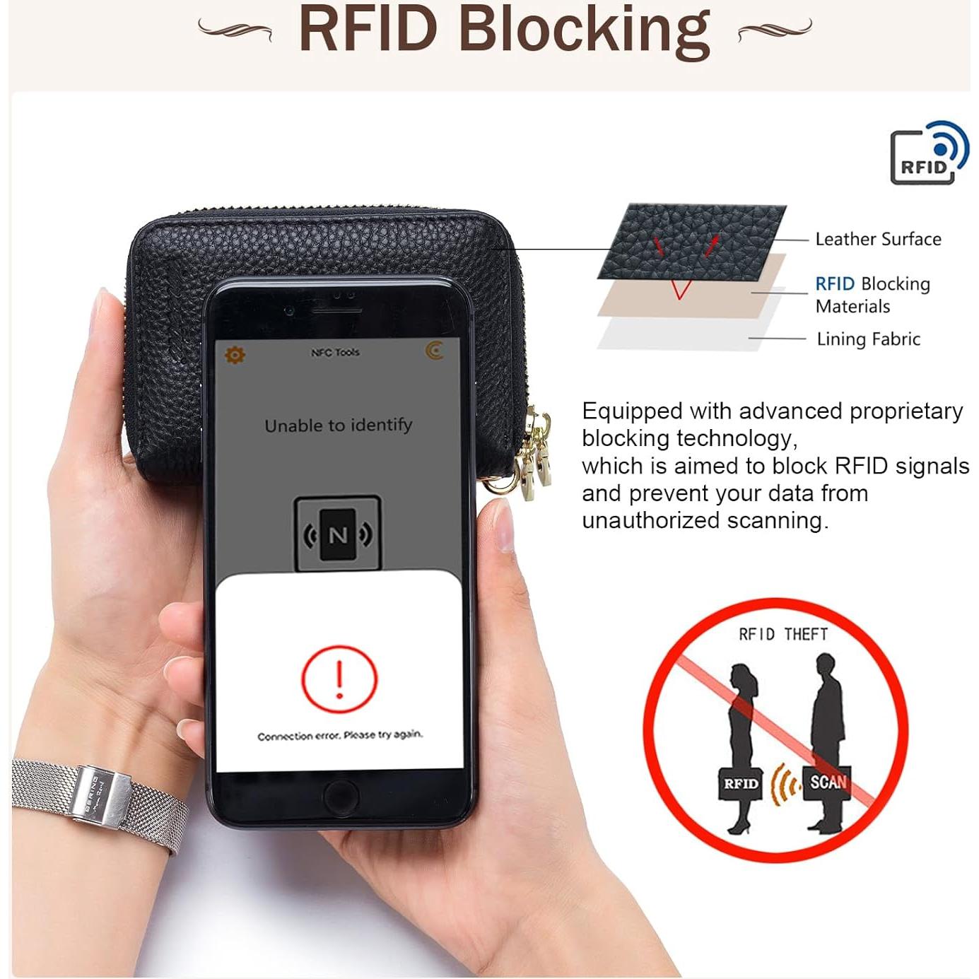 Cartera de Tarjetas RFID imeetu de Cuero Genuino - Negro