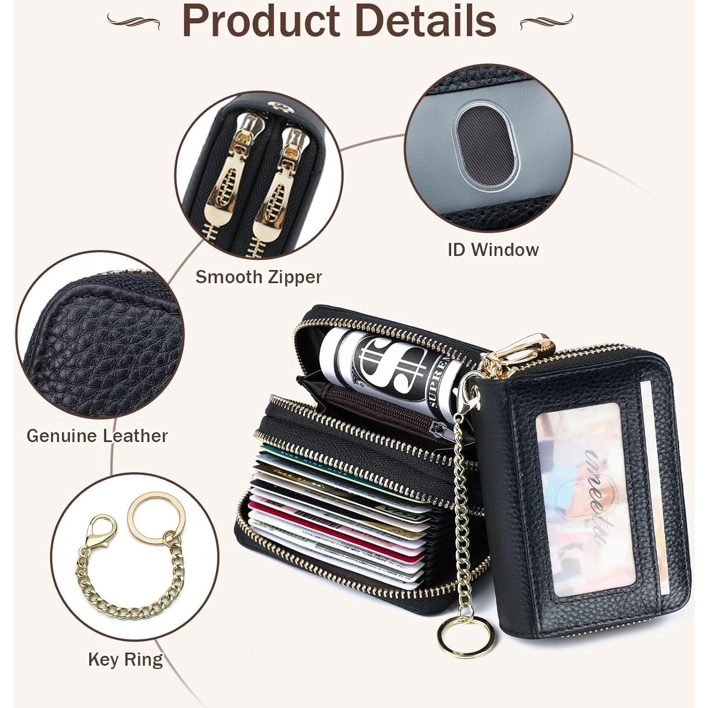 Cartera de Tarjetas RFID imeetu de Cuero Genuino - Negro