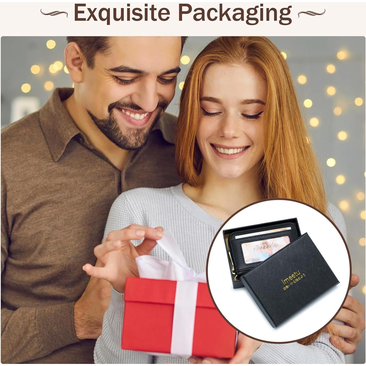 Cartera de Tarjetas RFID imeetu de Cuero Genuino - Negro