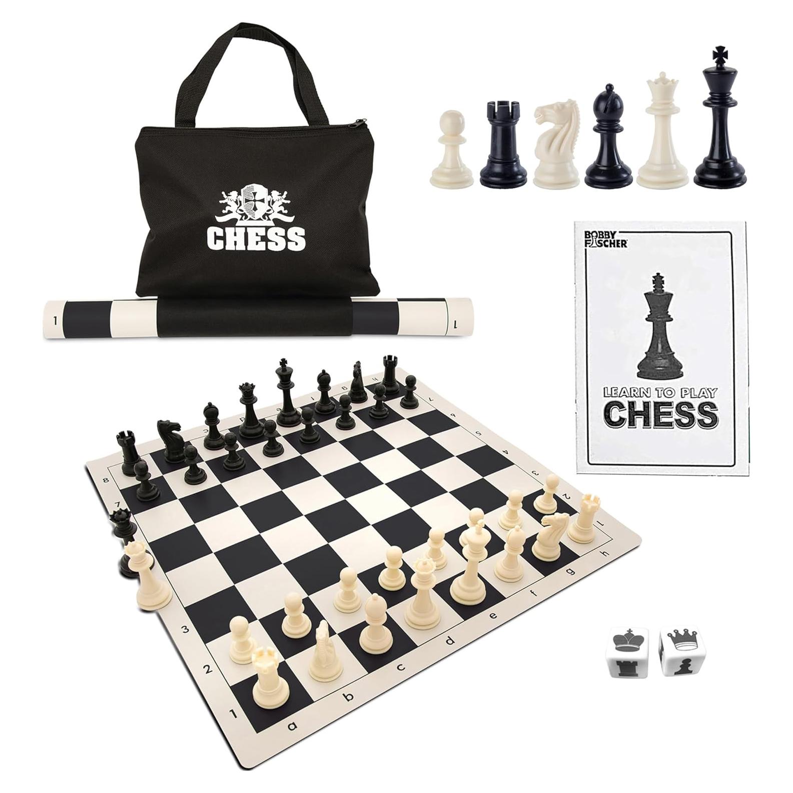 Juego de Ajedrez de Torneo WE Games - 34 Piezas y Tablero Plegable