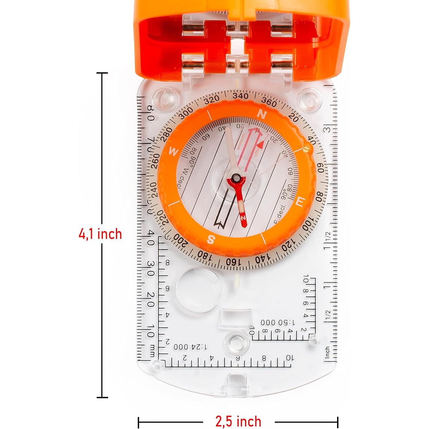 Brújula de Boy Scout TurnOnSport con Espejo y Declinación Ajustable