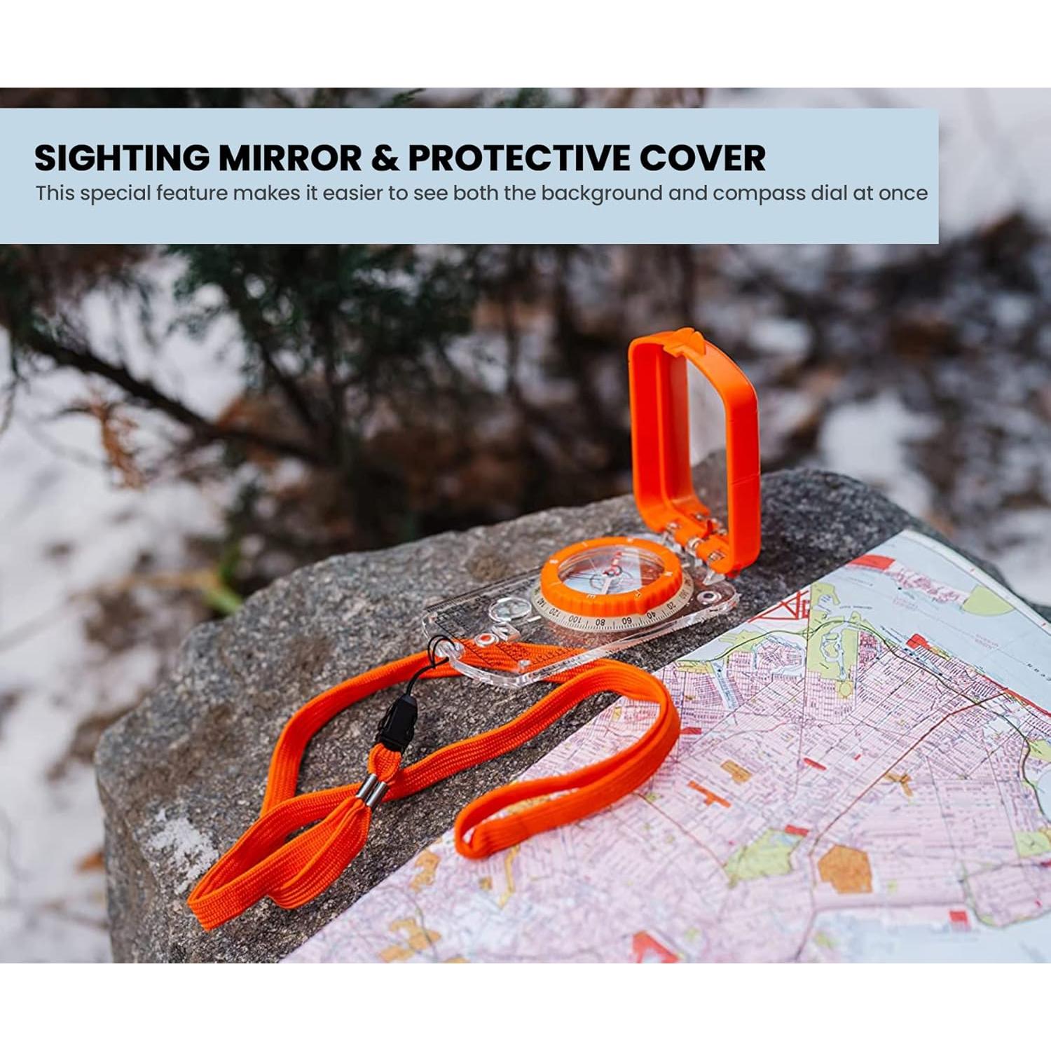 Brújula de Boy Scout TurnOnSport con Espejo y Declinación Ajustable