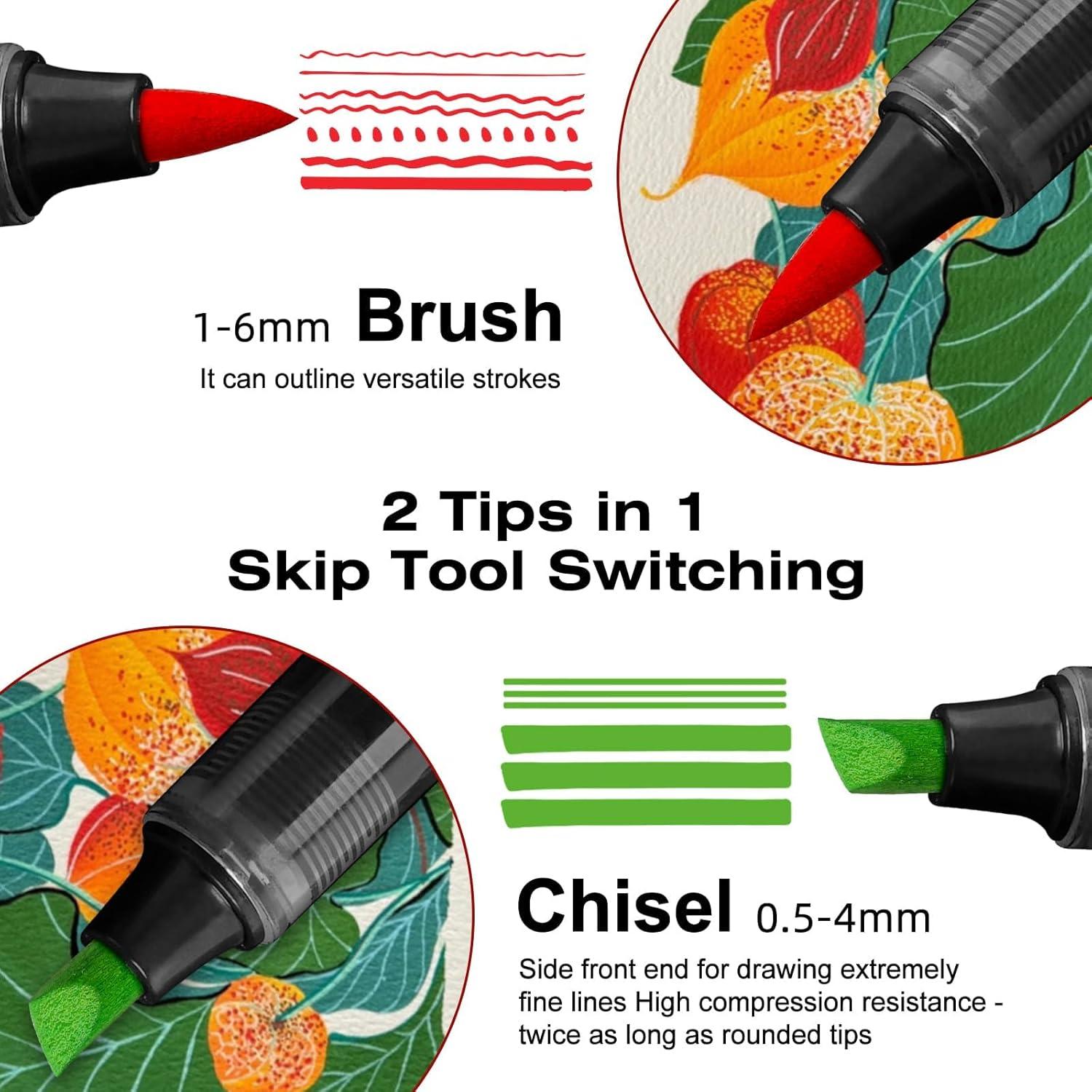 Marcadores Acrílicos SFAIH 12 Colores Doble Punta 0.5-6mm