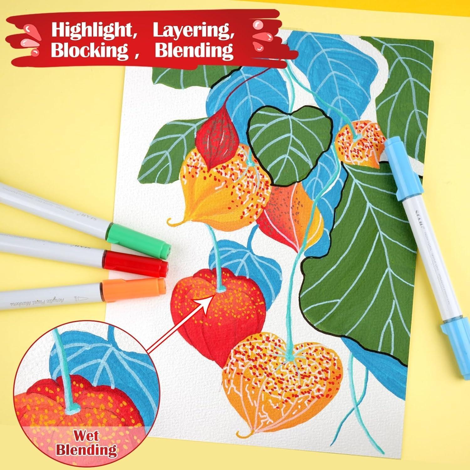 Marcadores Acrílicos SFAIH 12 Colores Doble Punta 0.5-6mm