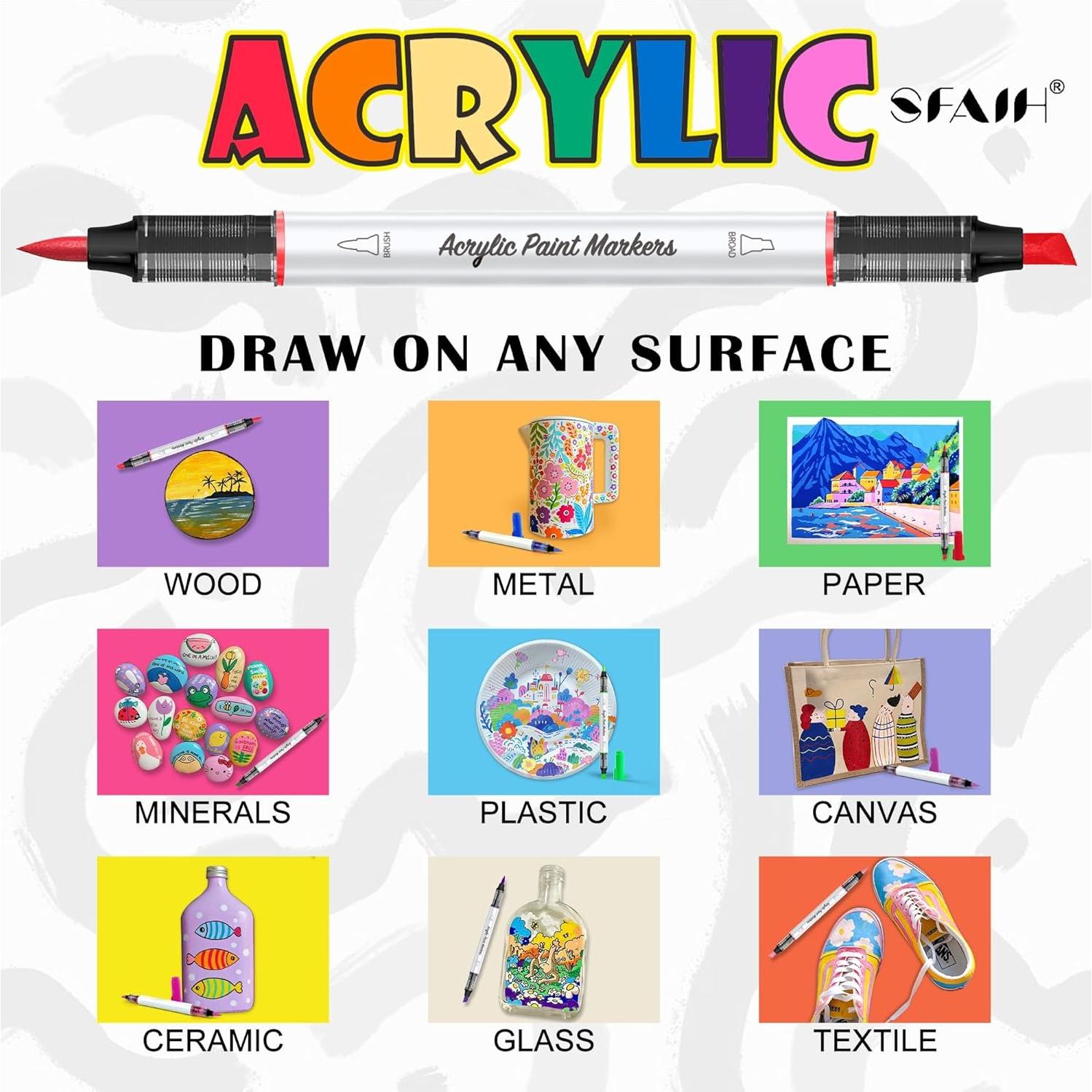 Marcadores Acrílicos SFAIH 12 Colores Doble Punta 0.5-6mm
