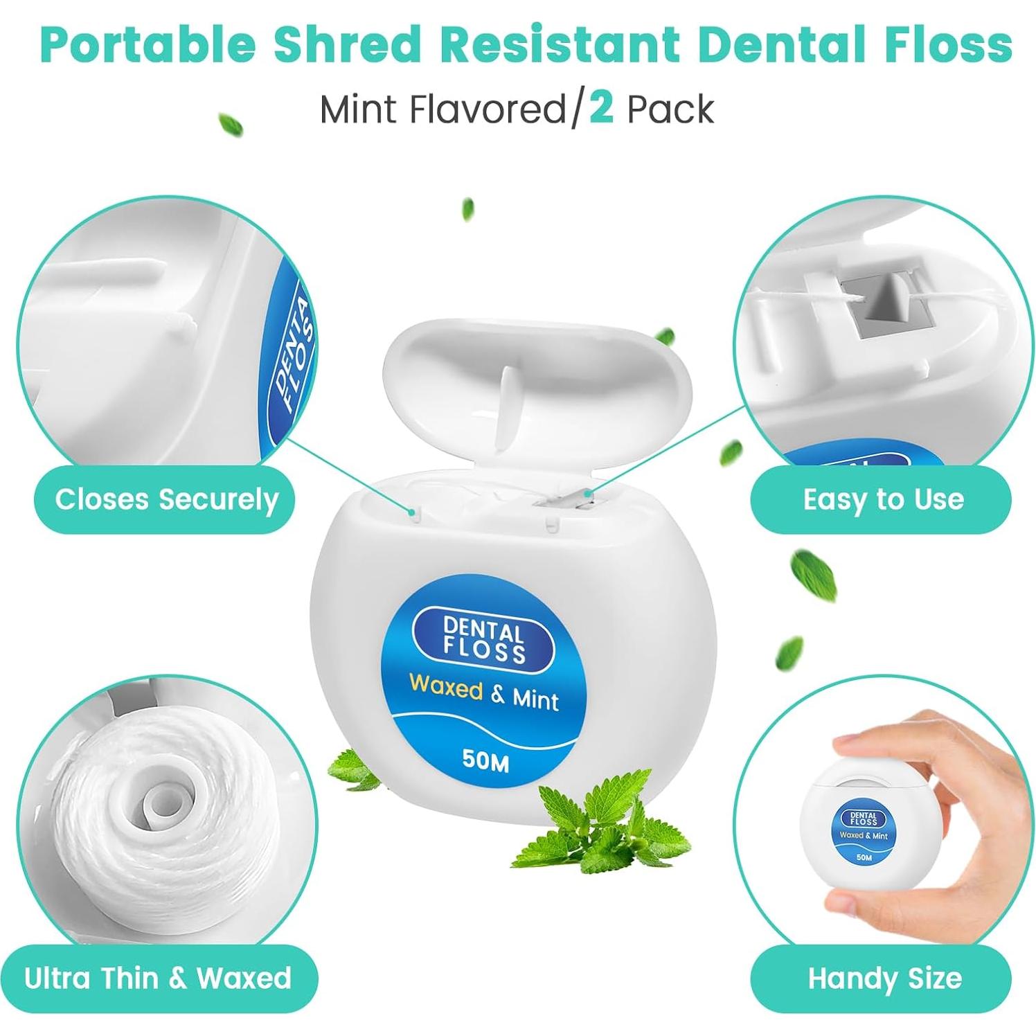 Hilos de Floss Multifuncionales Veexio FT400 con Hilo Dental Cerado Menta