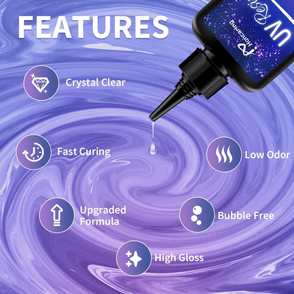 Kit de Resina UV 200g Honcaring con Luz UV y Accesorios