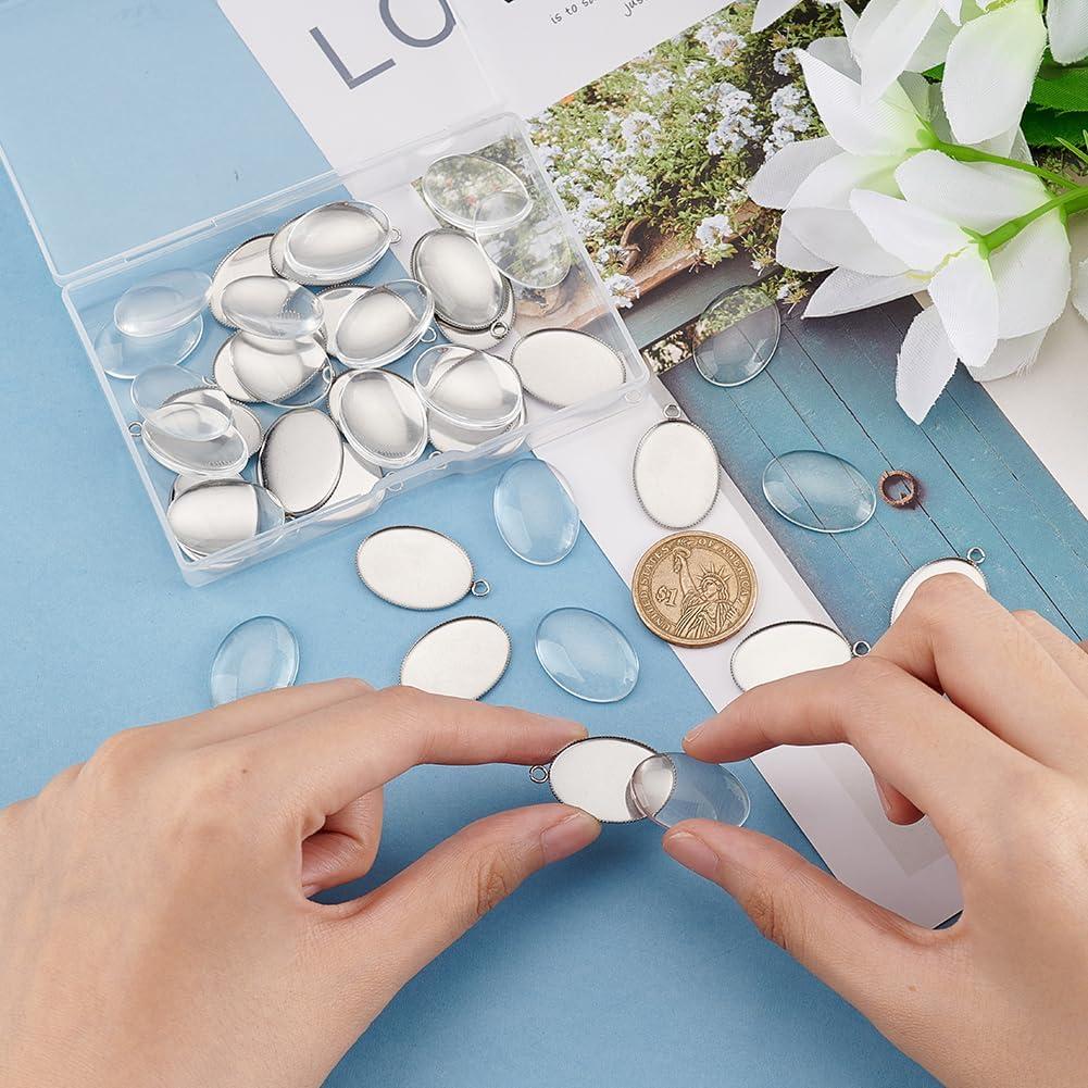 Kit de Bandejas Bezel Ovaladas PH PandaHall 20 Piezas