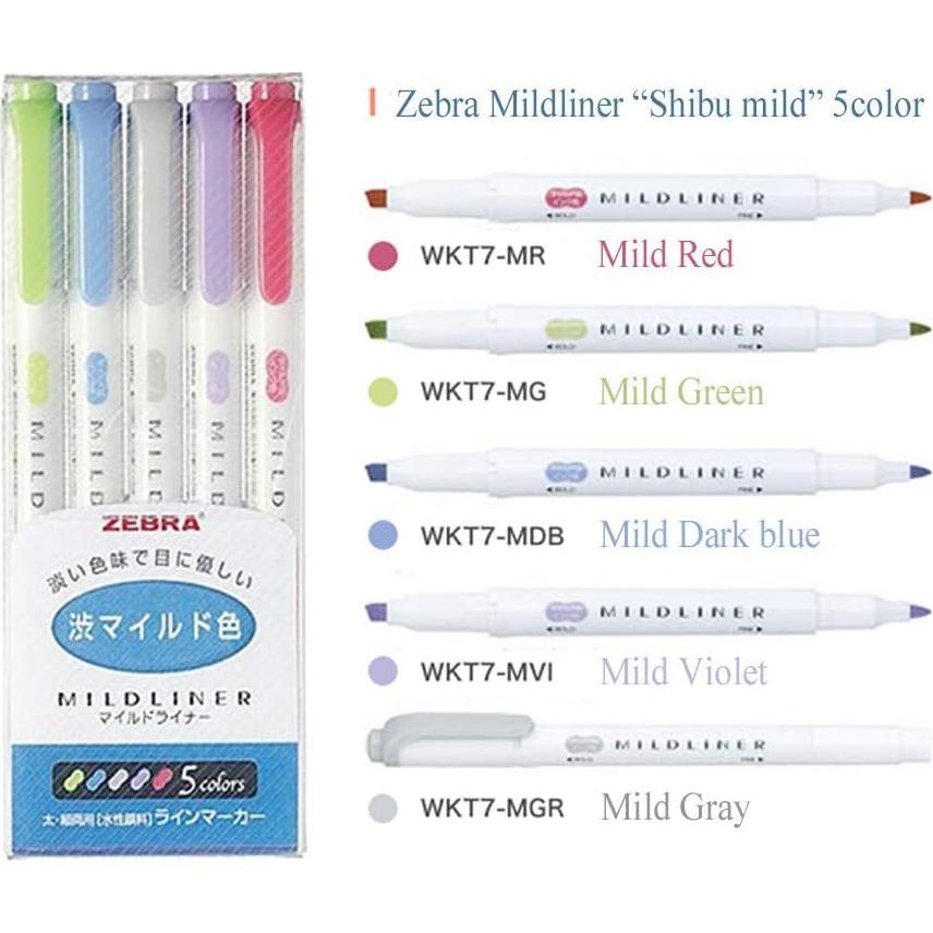 Marcadores Pastel Zebra Mildliner WKT7 - Paquete de 25