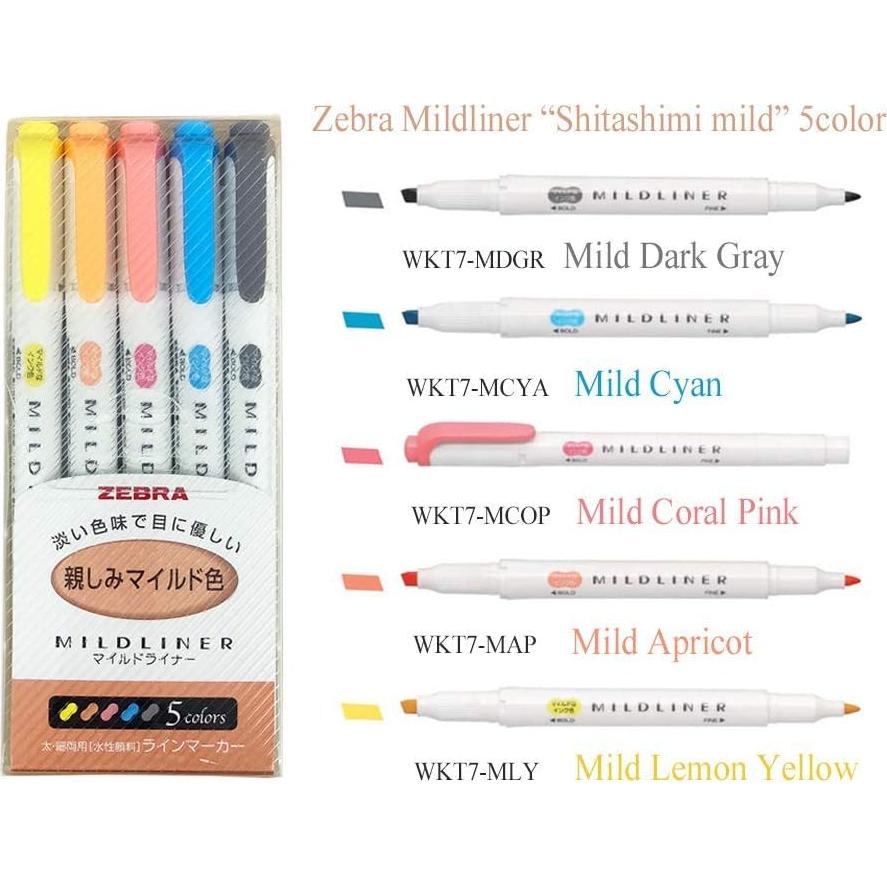 Marcadores Pastel Zebra Mildliner WKT7 - Paquete de 25