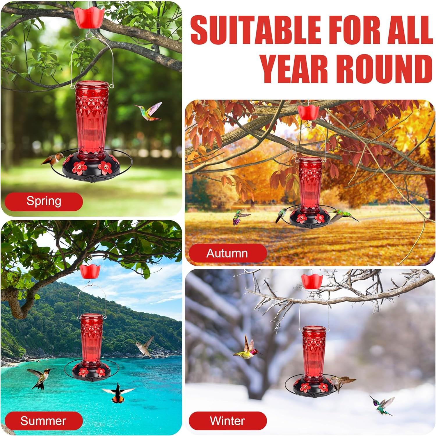 Comedero para Colibrí Zamelane 0.47L 6 Puertos Vidrio Rojo