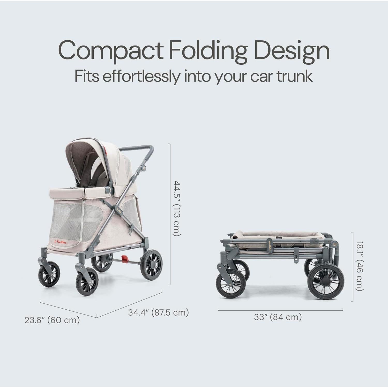 Carro Multifuncional Familidoo Q1 - Plegable y Ligero para Niños y Mascotas - Soporta 60 kg