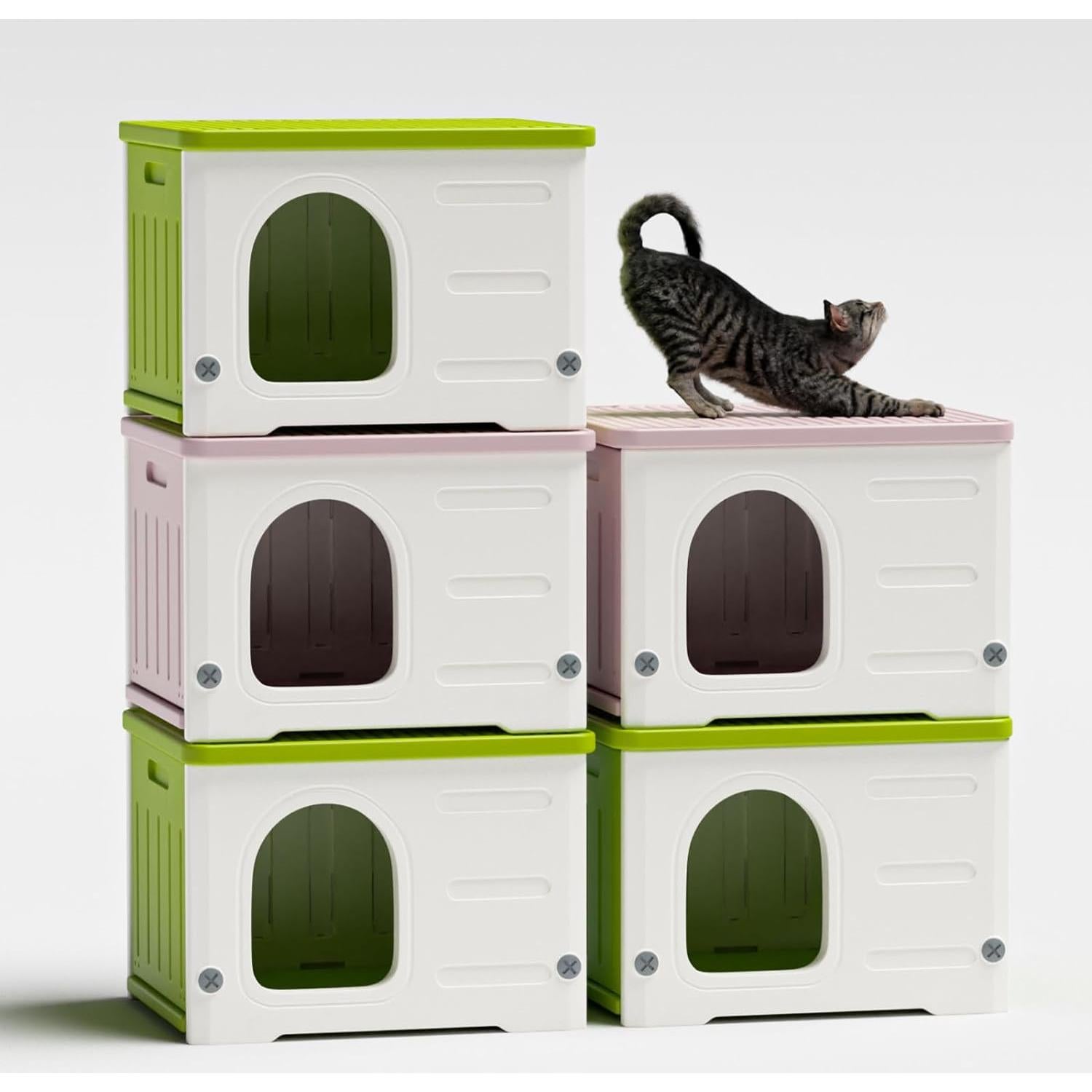 Casa para Gatos TSEHOOHOO Plástico Apilable Verde 55.9x18x43.2cm