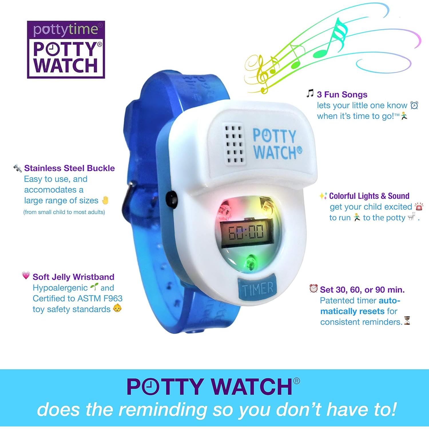 Reloj de Entrenamiento para Niños PottyWatch Azul - Temporizador 30/60/90 min
