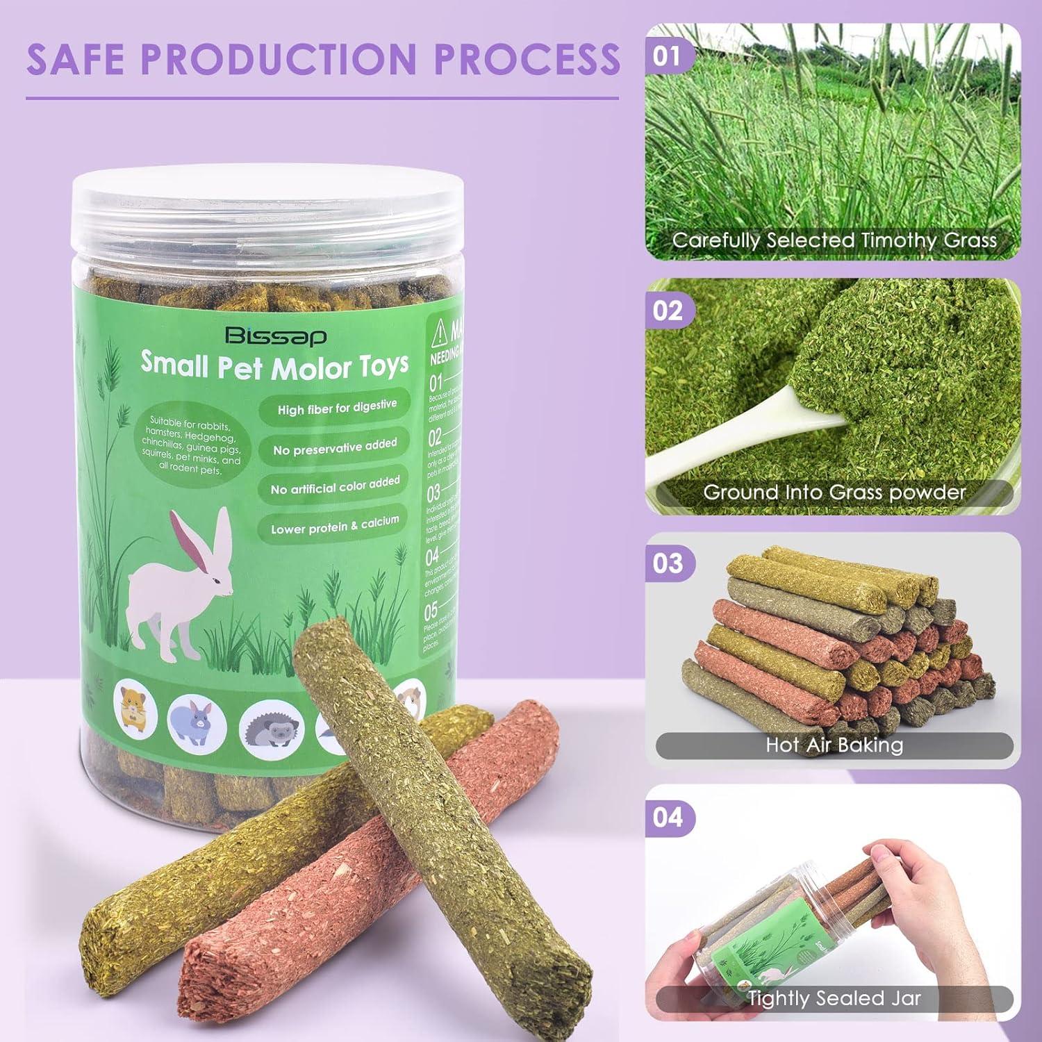 Palitos de Masticar Conejo Bissap 36PCS Heno Timothy y Zanahoria