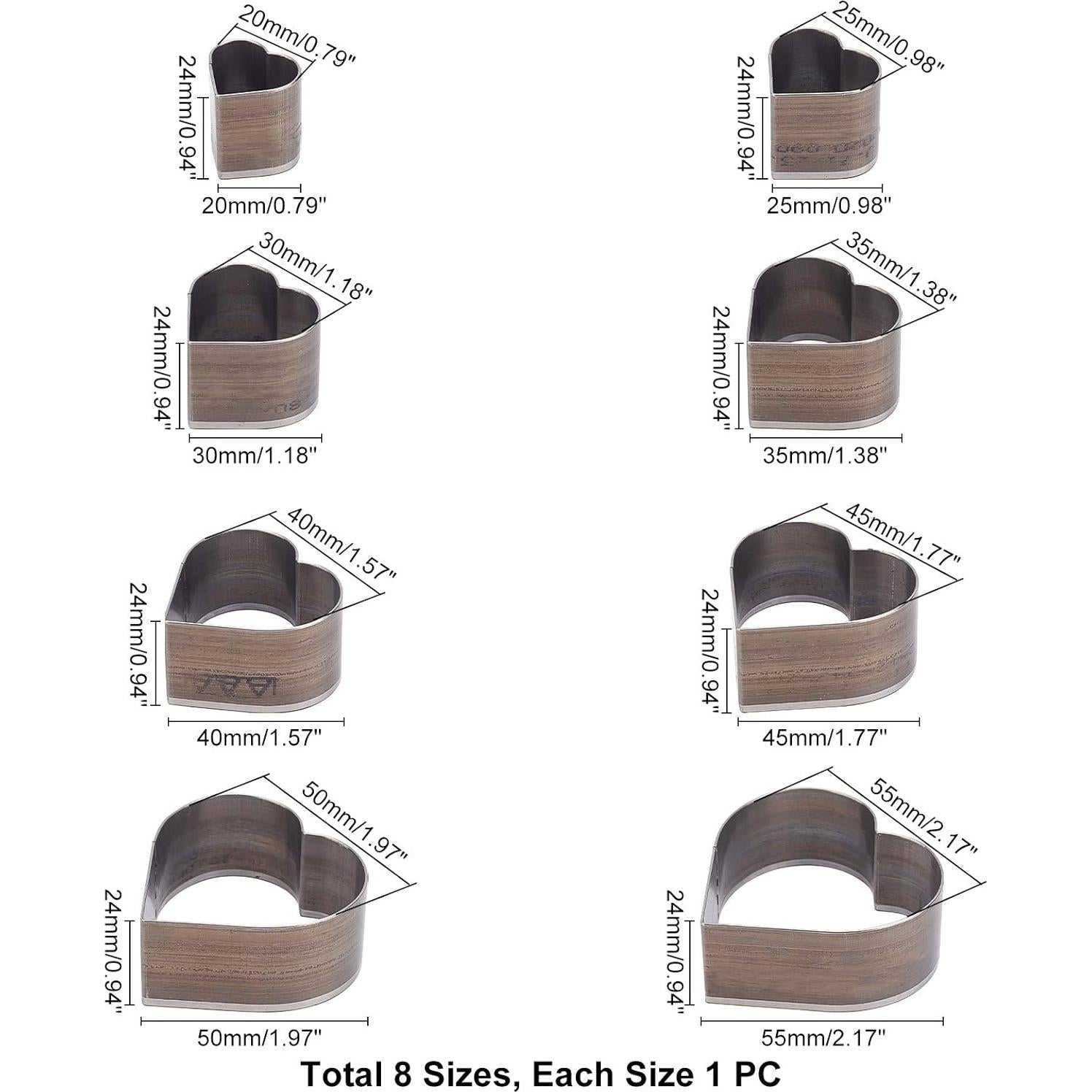 Juego de Cortadores de Perforación PH PandaHall 8 Pcs Corazón