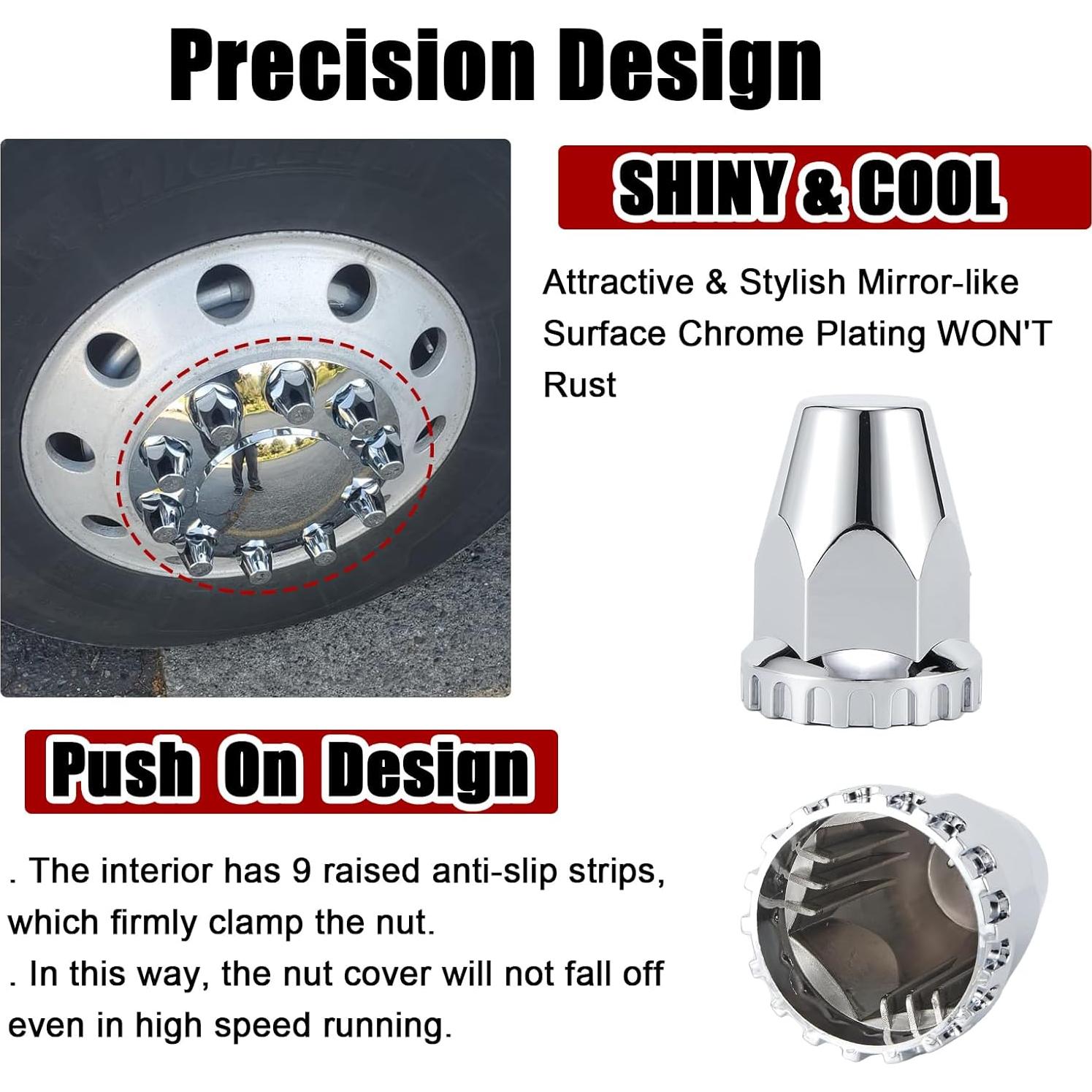 Cubiertas de Tuercas Cromadas ABS 33mm Cabtherlyn - Paquete de 20